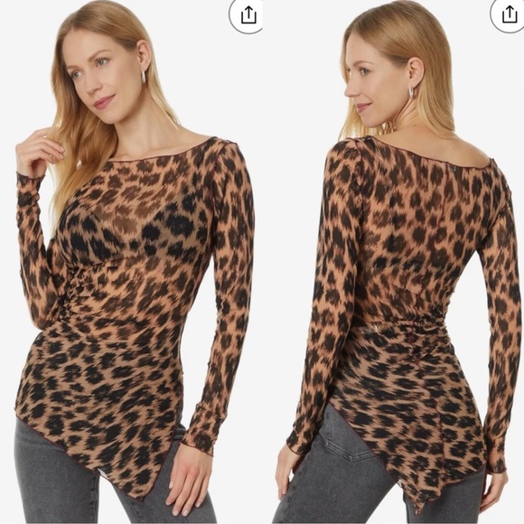 Free People Intimately Something Extra Leopard Print Sheer Tunic with Ruching - Picture 3 of 11